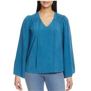 Jessica Simpson Teal (Corsair) Taper (Bell) Long Sleeve V Neck  Blouse M…
